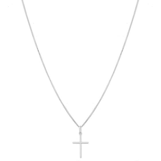 Imagem de Cordão Corrente Masculina 70cm Pingente Crucifixo Prata 925