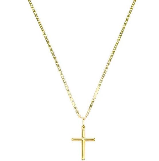Imagem de Cordão Corrente Masculina Piastrine 70cm E Pingente Crucifixo Cruz De Ouro 18k