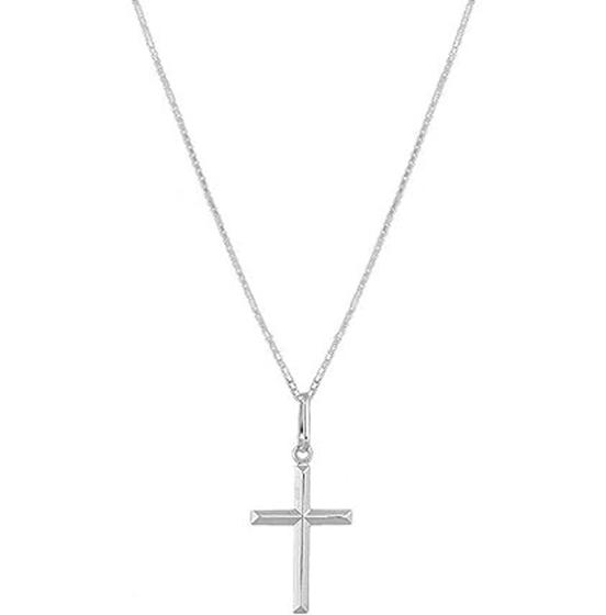 Imagem de Cordão Corrente Masculina Veneziana 60cm Pingente Cruz Crucifixo Prata 925