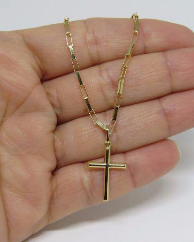 Imagem de Cordão Corrente Masculino Ouro 4.1g Pingente Cruz Crucifixo 1g Ouro 18k 750 Cadeado