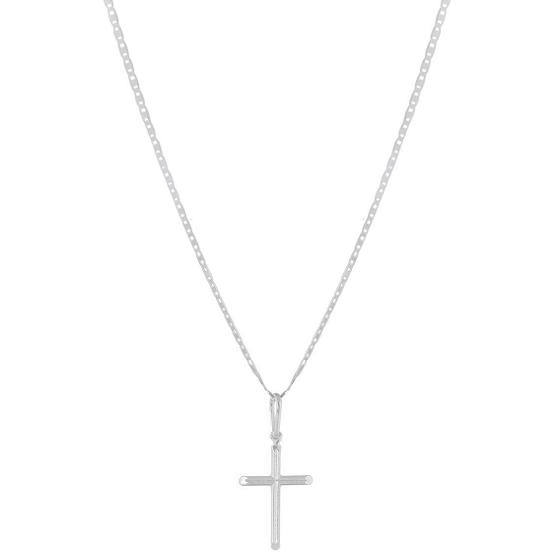 Imagem de Cordão Corrente Piastrine Masculina 70cm Crucifixo Prata 925