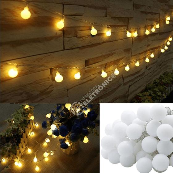 Imagem de Cordão De 20 Lâmpadas De Led 5cm Cor Branco Morno Para Natal Aniversario - 608