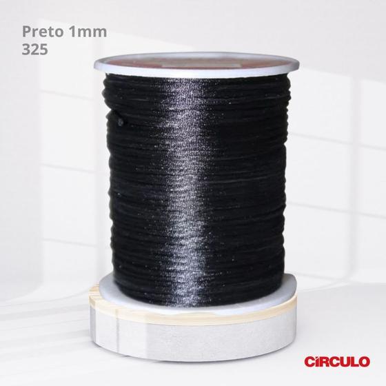 Imagem de Cordão de Cetim Rabo de Rato Circulo 1mm com 50mts Cor Preto 325