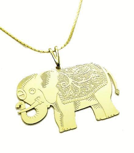 Imagem de Cordão E Pingente Elefante Estampa Banho Ouro 18k 1658