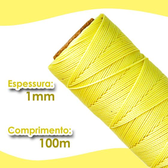 Imagem de Cordão Encerado 1mm - Fio Cordone Amarelo Bebê - Com 100 Metros - UMK