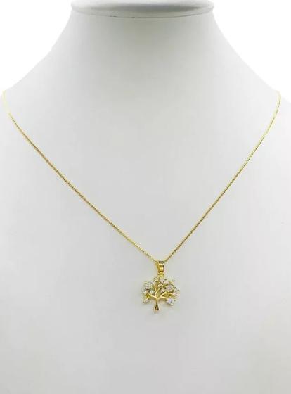 Imagem de Cordão Feminino 1mm Árvore da Vida Brilhante - Banhado a Ouro 18k