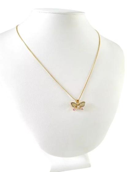 Imagem de Cordão Feminino 1mm Borboleta - Banhado a Ouro 18k