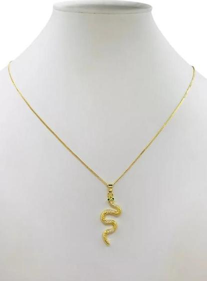 Imagem de Cordão Feminino 1mm Serpente Banhado a Ouro 18k - 50cm