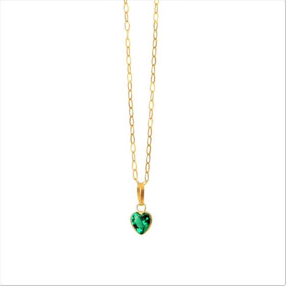Cordão Feminino Bailarina Ouro 18 K 750 45cm Pingente Coração Verde Menor preço em Cordão Feminino Bailarina Ouro 18 K 750 45cm Pingente Coração Verde