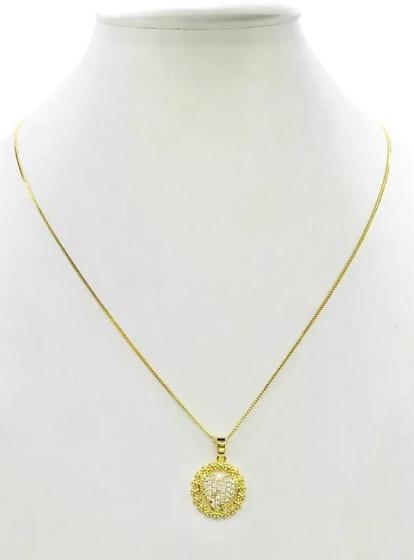 Imagem de Cordão Feminino Coração Brilhante Banhado a Ouro 18k - 50cm