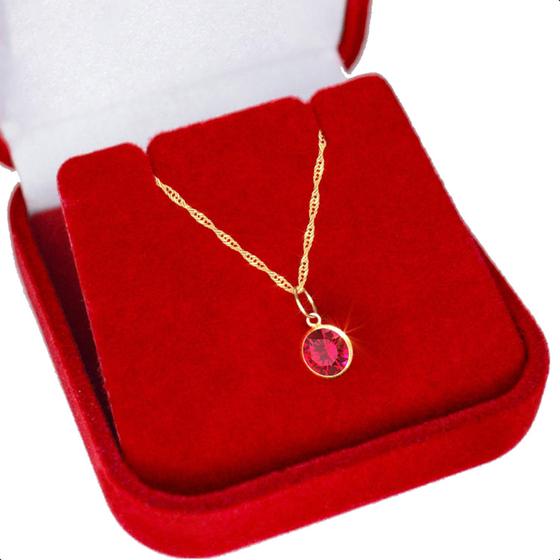 Imagem de Cordão Feminino Ouro 18k 750 Ponto De Luz Zircônia 6mm