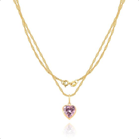 Cordão Feminino Ouro 18k Ponto De Luz Coração 6mm Menor preço em Cordão Feminino Ouro 18k Ponto De Luz Coração 6mm