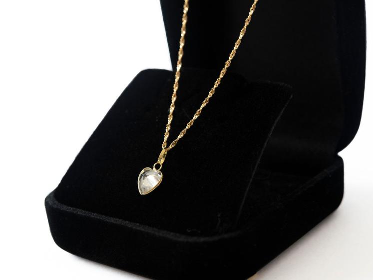 Cordão Feminino Singapura em Ouro 18 K 750 40cm Pingente Coração Incolor Menor preço em Cordão Feminino Singapura em Ouro 18 K 750 40cm Pingente Coração Incolor