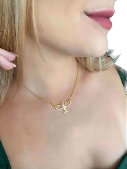 Imagem de Cordão Feminino Thais + Pingente Banhado A Ouro 18K Luxo