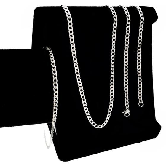 Cordao Grumet Italiano Masculino Fino Pulseira Aço Inox Kit - AZMAR SEMI JOIAS Imagem de Cordao Grumet Italiano Masculino Fino Pulseira Aço Inox Kit