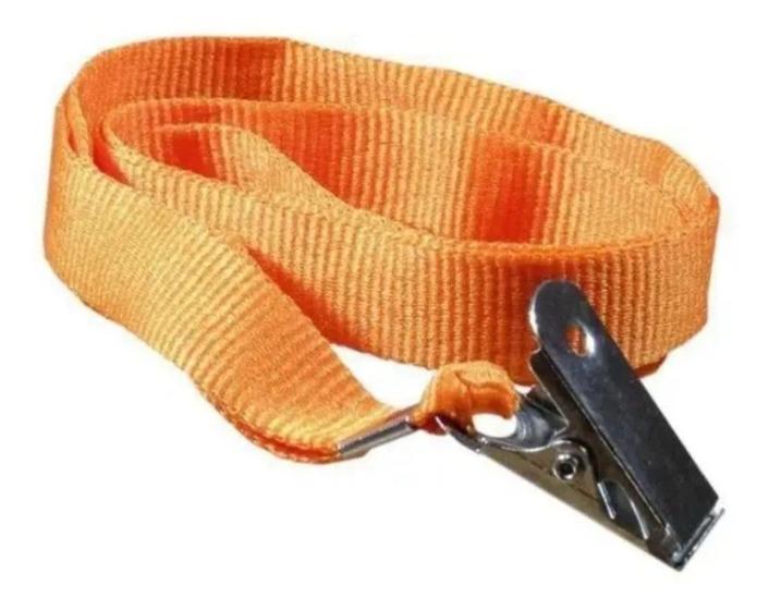 Imagem de Cordão Para Crachá Com Jacaré Laranja 12mm Cassmar 10un