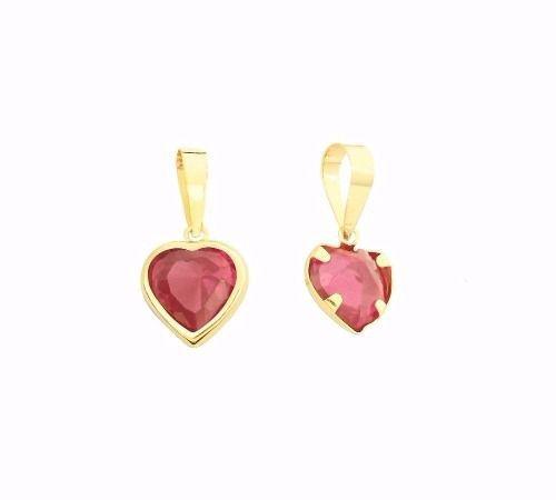 Cordão Pingente Brincos Coração Pedra Vermelha De Ouro 18k Menor preço em Cordão Pingente Brincos Coração Pedra Vermelha De Ouro 18k