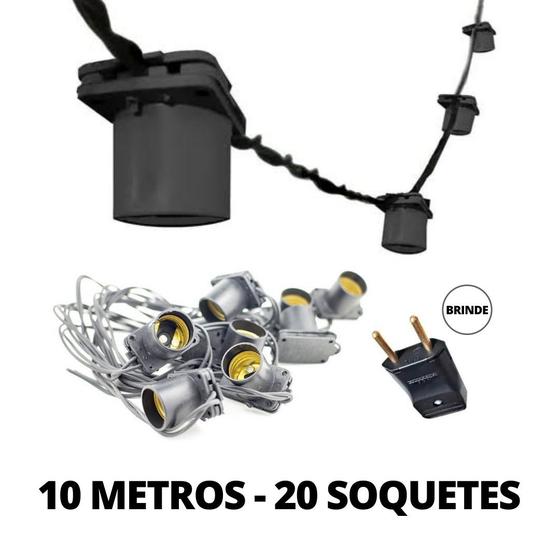 Cordão Varal de Luz Festão 10 Metros com 20 Soquetes Bivolt - LED Force ...