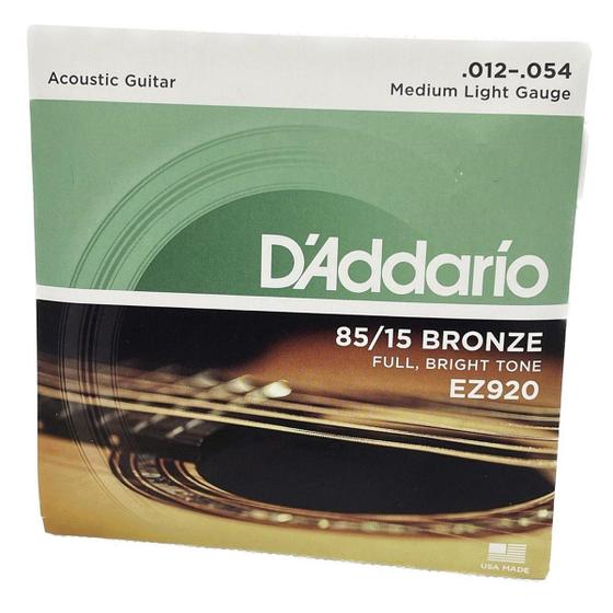 Imagem de Cordas 012 Daddario Violão EZ920 Aço Bronze Original 85/15