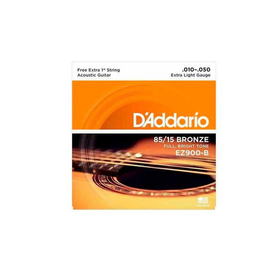 Imagem de Cordas Para Violão Aço D Addario Bronze 85/15 Ez900-b .010-.050 Com Corda Extra Pl010