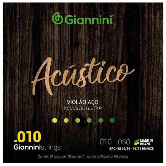 Cordas Violão Aço 010 0.10 Giannini Série Acústico Encordoamento Completo Menor preço em Cordas Violão Aço 010 0.10 Giannini Série Acústico Encordoamento Completo