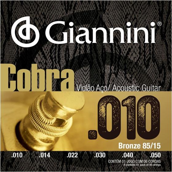 Imagem de Cordas Violão Aço 010 Giannini Cobra Bronze 85/15 GEEFLE