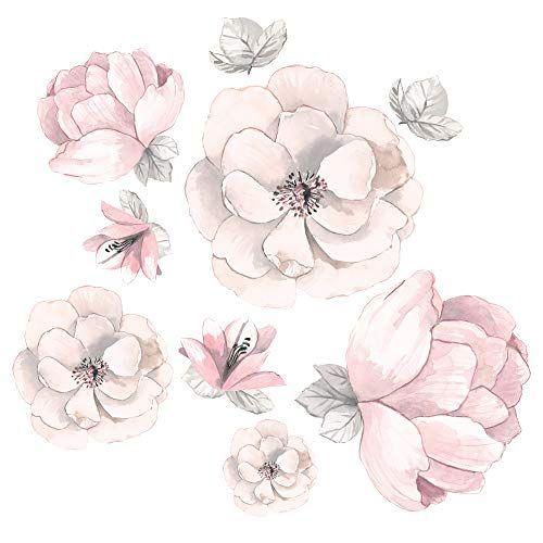 Imagem de Cordeiros & Ivy Signature Botânico Bebê Rosa / Cinza Aquarela Decalques de parede floral