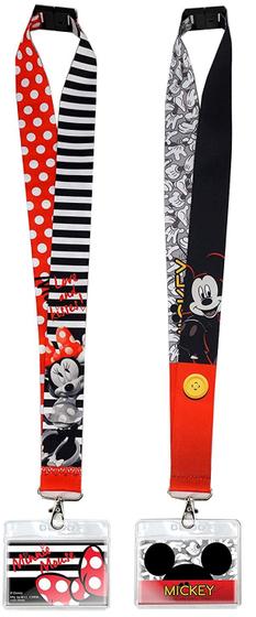 Imagem de Cordões Disney Mickey e Minnie Mouse com porta-documentos, pacote com 2