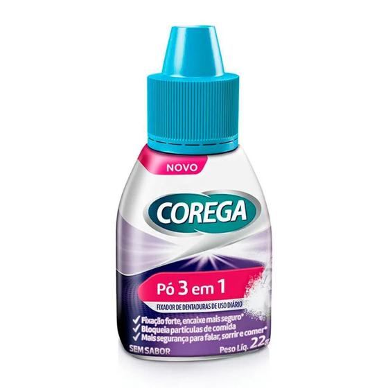Imagem de Corega pó fixador sem sabor 3 em 1 com 22g