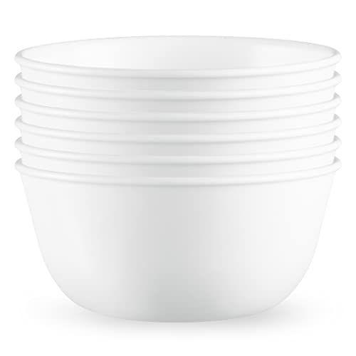 Imagem de Corelle Vitrelle 28-oz Sopa / Tigelas de Cereais Conjunto de 6, Chip & Crack Resistant Dinnerware Bowls para sopa, Ramen, Cereais e Mais, Vidro de Camada Tripla, Inverno Frost White