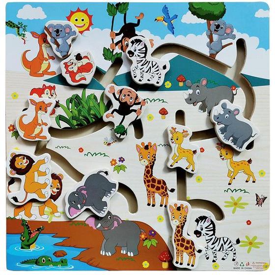 Imagem de Cores e Formas de Madeira Aprenda Brincando Animais da Floresta DM TOYS
