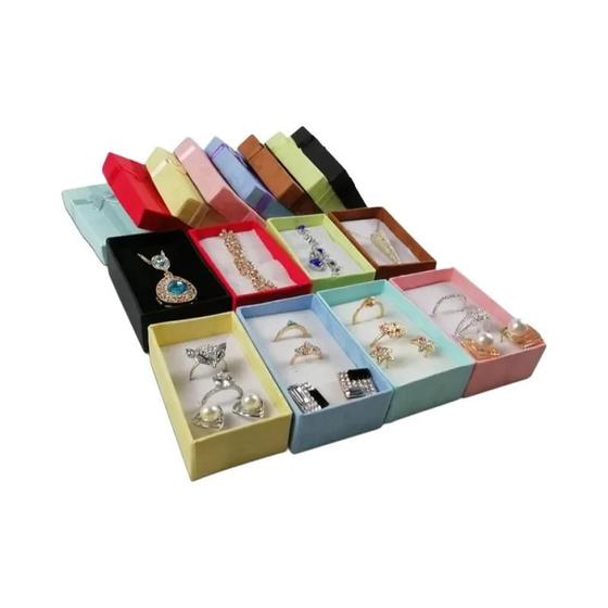 Imagem de Cores Sortidas 12pcs Conjuntos De Joias Caixa De Exibição Colar Brincos Anel Organizador 5x8x2.5cm