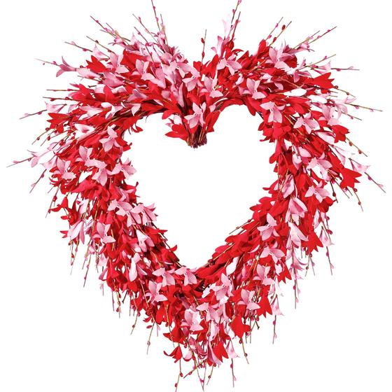 Imagem de Coroa de Flores Artificial Sggvecsy - Coração Dia dos Namorados - 48cm com Gancho
