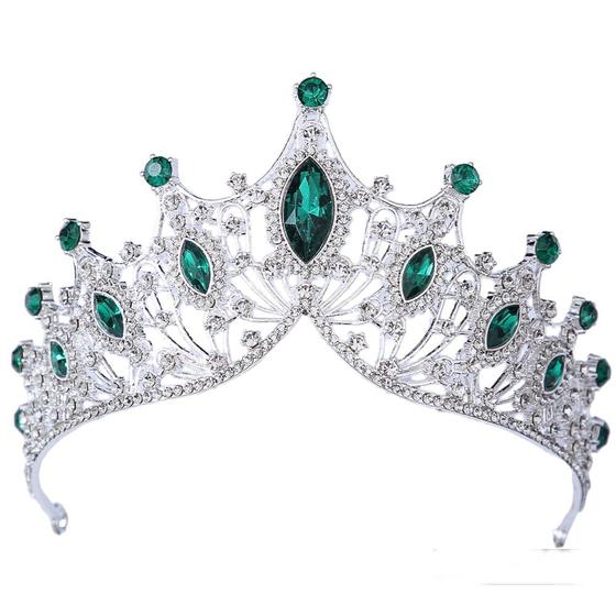 Imagem de Coroa princesa damas e debutantes cor prata com verde