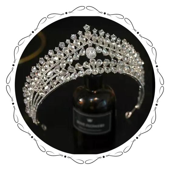 Imagem de Coroa Tiara Noiva Casamento Miss Luxo Pedrarias Strass