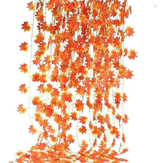 Imagem de Coroas de Outono Wokex com Folhas de Maple Artificiais - Pacote com 12 Unidades