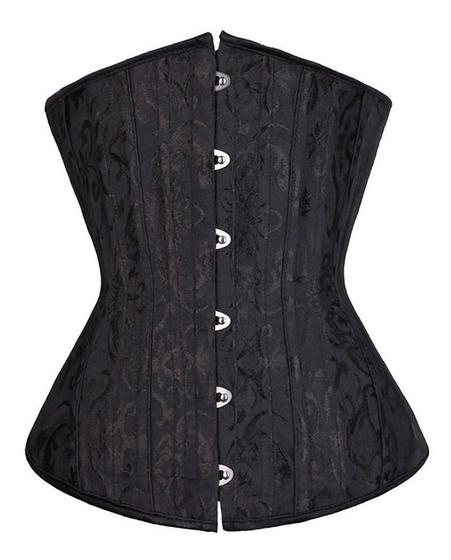 Imagem de Corpete Corset Corselet Cinta Underbust Floral Barbatana Aço Preto M673