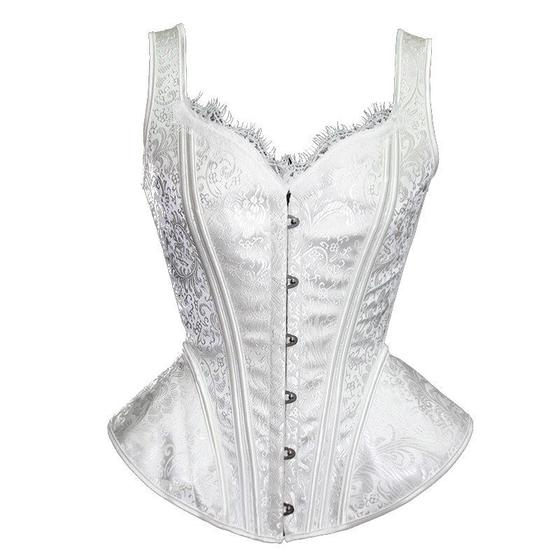 Corpete Corset Corselet Espartilho Retro Floral Alça Noiva Branco M377 Menor preço em Corpete Corset Corselet Espartilho Retro Floral Alça Noiva Branco M377