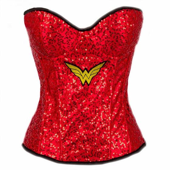 Imagem de Corpete Corset Corselet Mulher Maravilha Vermelho M609