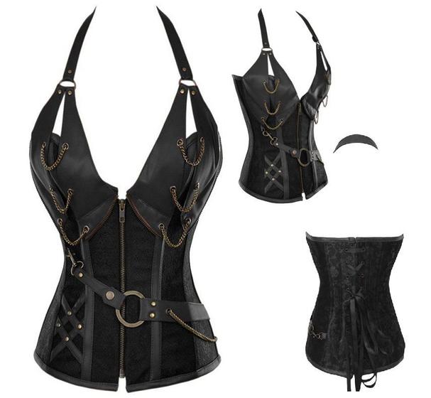 Imagem de Corpete Corset Corselet Redutor Medieval Country Polyester Couro Cores