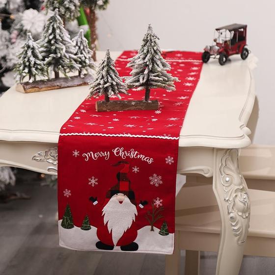 Imagem de Corredor de Mesa Bordado com Floco de Neve - Estilo Antigo