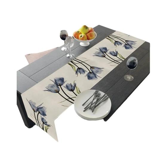 Imagem de Corredor de Mesa de Linho com Estampa de Tulipa - Estilo Rústico para Decoração de Jantar (13x70 Polegadas)