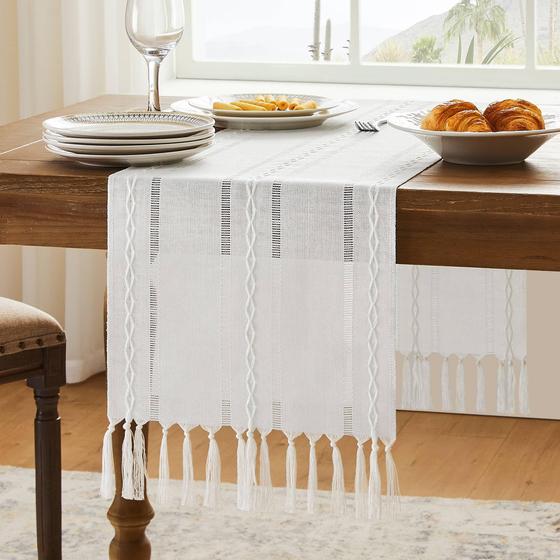 Imagem de Corredor de mesa YZJZEDS Christmas White 33x122cm Algodão e Linho