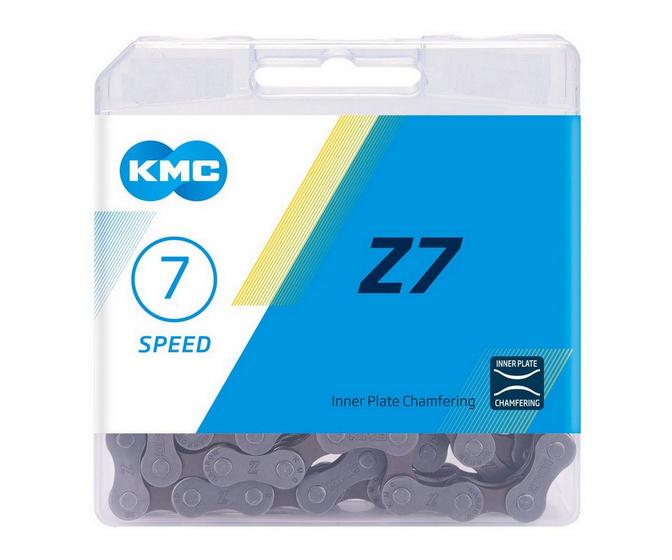 Imagem de Corrente 7v kmc z7 cinza 116 elos c/ pino emenda 3x7v 2x7v 21v mtb speed