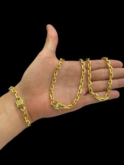 Imagem de Corrente Banhado A Ouro 18K Modelo Cadeado 6mm Com Pulseira