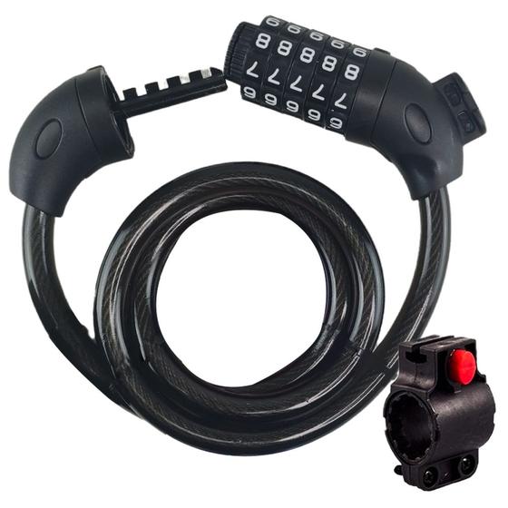 Imagem de Corrente Cadeado Bicicleta Motocicleta Moto Senha Trava 5 digitos Anti Furto Segredo 1 metro Estepe Ciclismo Segurança Aço