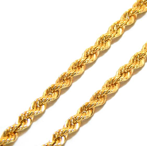 Imagem de Corrente Colar Cordão Baiano Corda Em Ouro 18k Diamantado 70 cm