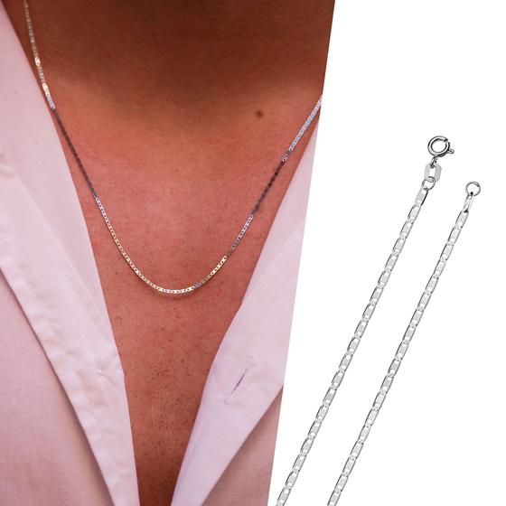 Imagem de Corrente Colar Cordão Piastrine Em Ouro Branco 18k Maciço