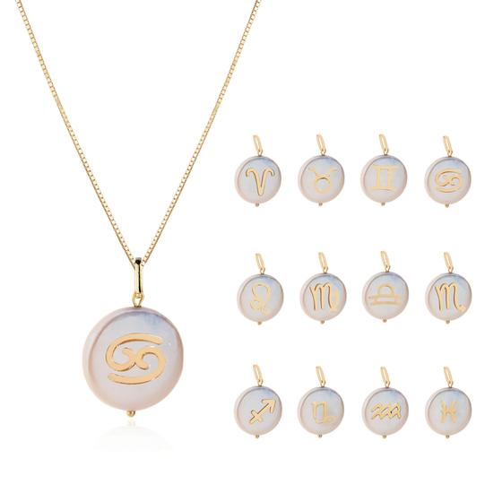 Imagem de Corrente Colar Cordão Veneziana Com Pingente Signo Ouro 18k