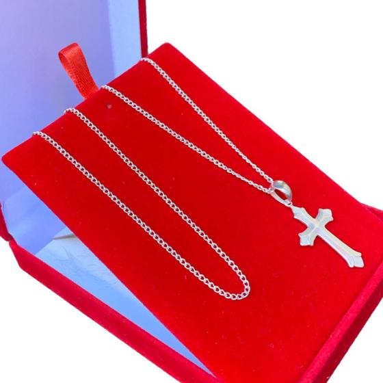 Imagem de Corrente Colar Crucifixo + Pulseira Grumet e Limpa Pratas